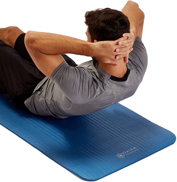Gaiam Essentials Thick Yoga Mat Fitness & Exercise Mat with Easy-Cinch Yoga Mat Carrier Strap (72"L x 24"W x 2/5 Inch Thick)